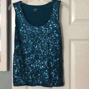 EUC Loft Small sequined tee tank